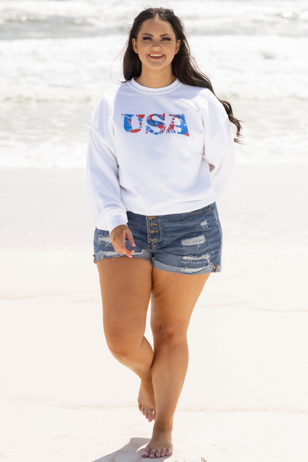 Fireworks In The USA Pullover, White
