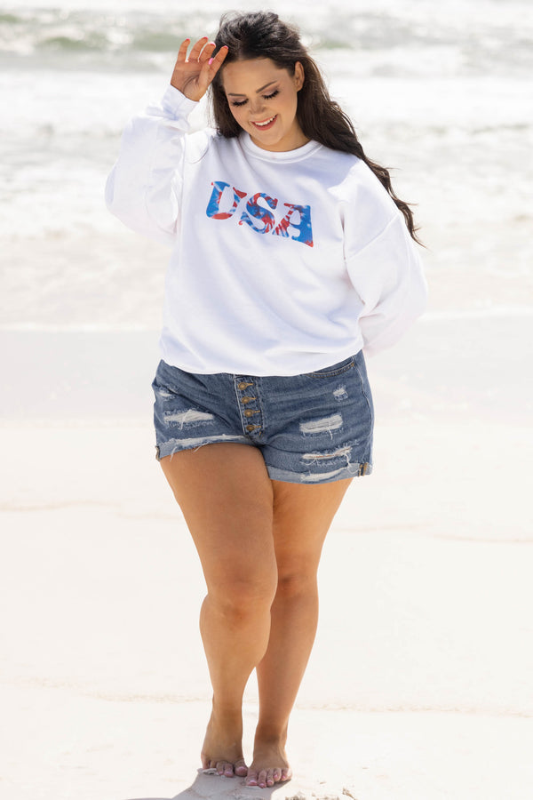 Fireworks In The USA Pullover, White