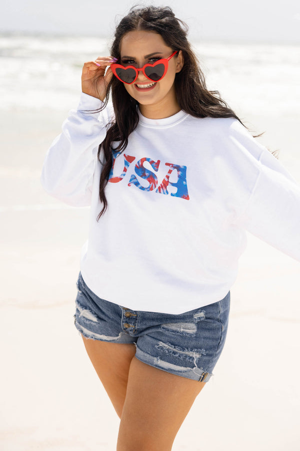 Fireworks In The USA Pullover, White
