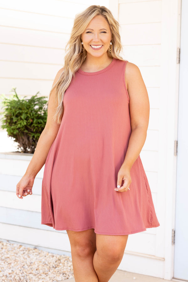 Chic Soul plus size clothing, pink casual sleeveless dress