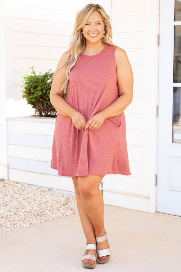 Chic Soul plus size clothing, pink casual sleeveless dress