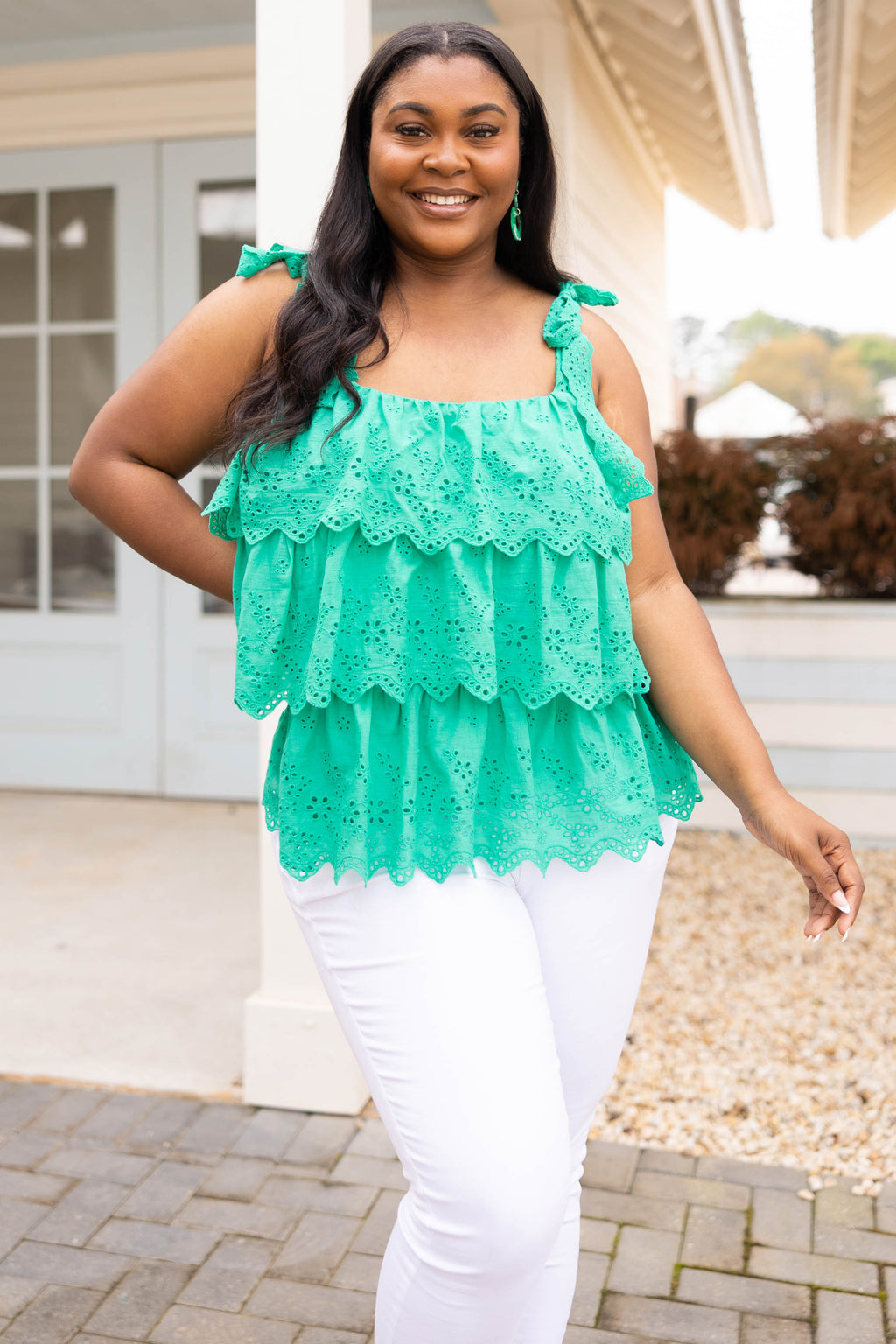 Emerald green off 2025 the shoulder top