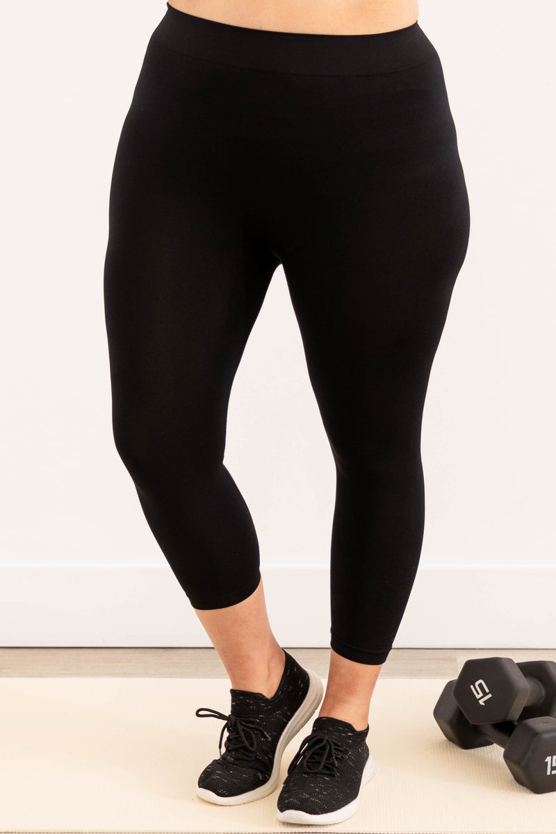 Women's Casual Striped Regular Black Cropped Plus Size Leggings