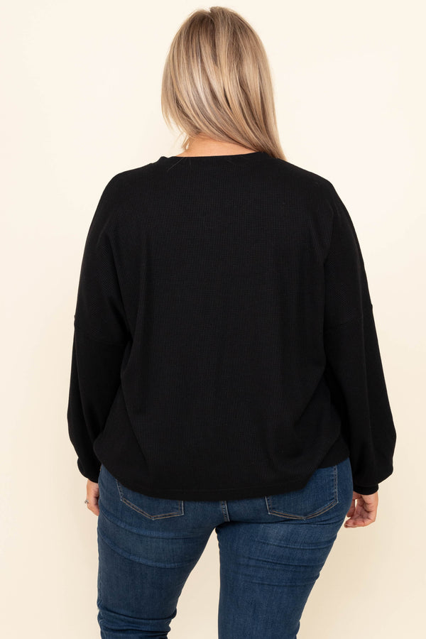 Chic Soul plus size clothing, black solid long sleeve top