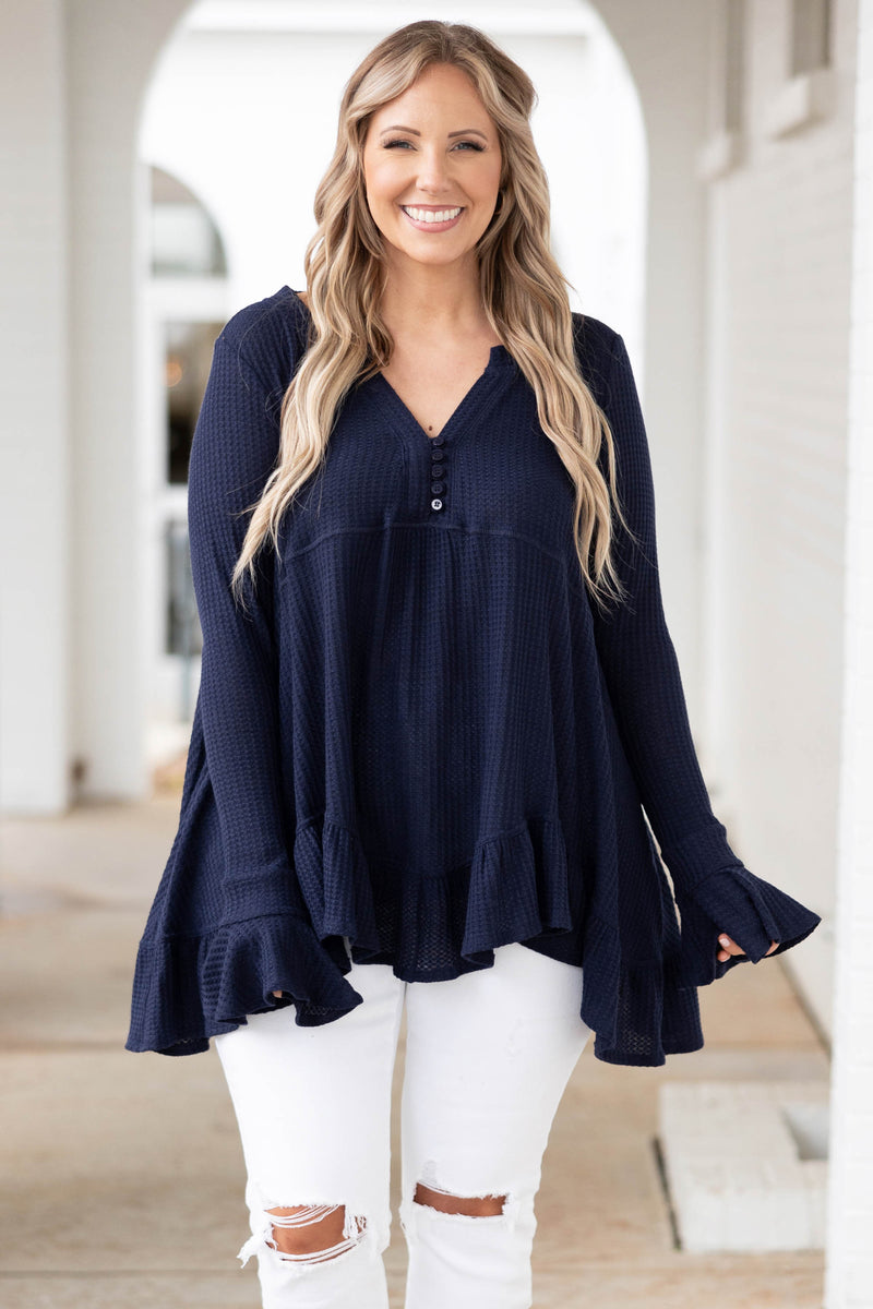 Ruffled Bell Sleeve Cardigan (Plus)