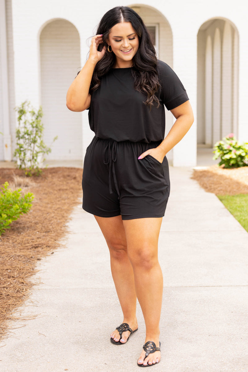 Happiness Blooms Romper, Black – Chic Soul