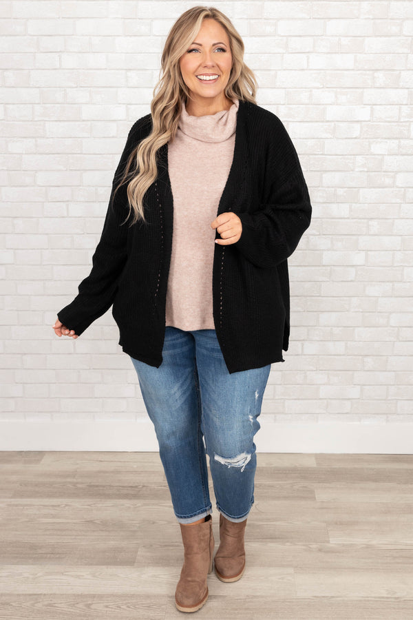 Chic Soul plus size clothing, black knit cardigan