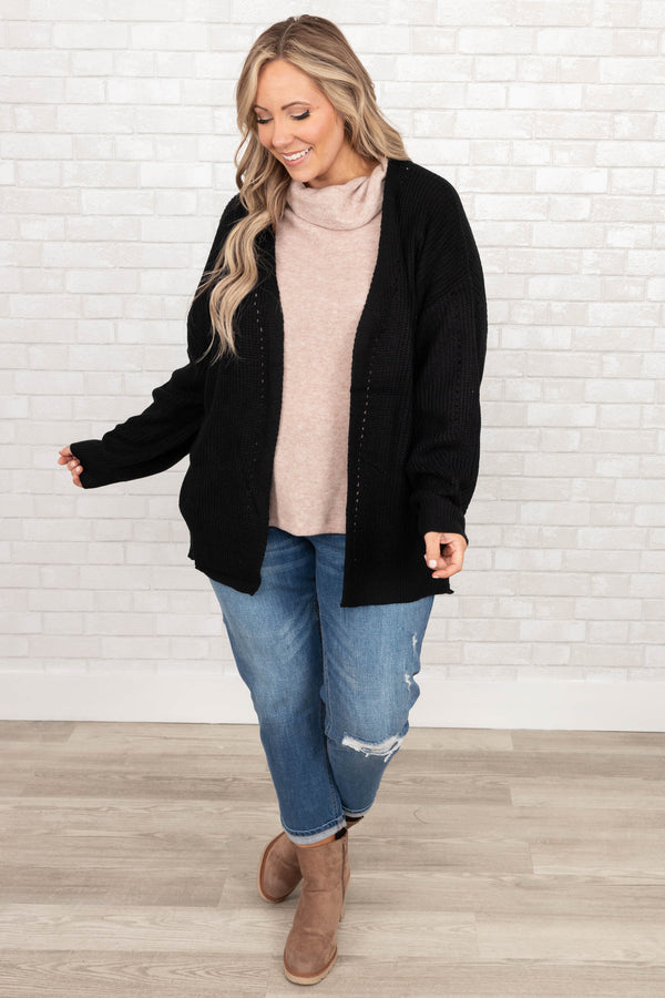 Chic Soul plus size clothing, black knit cardigan