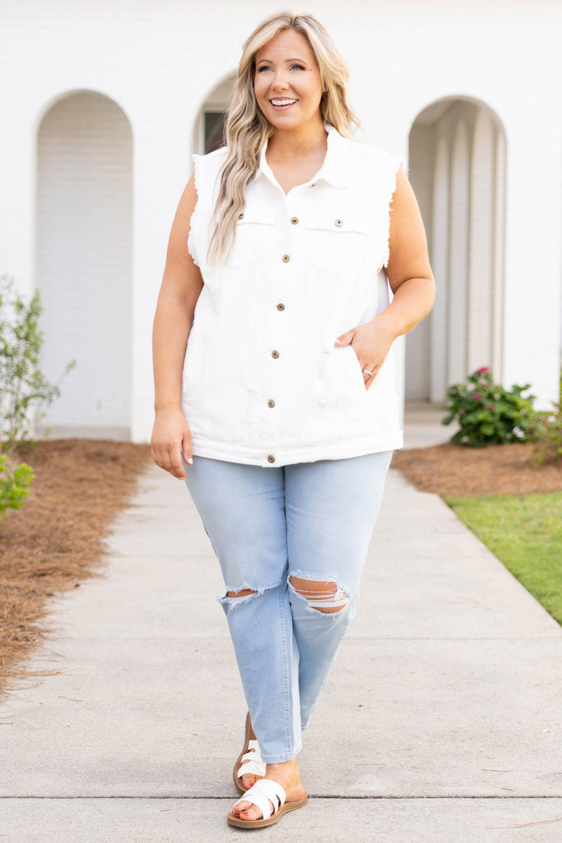 New Mens Collared White Denim Vest Jeans Jacket Sleeveless Slim Fit Trucker  Vest | eBay