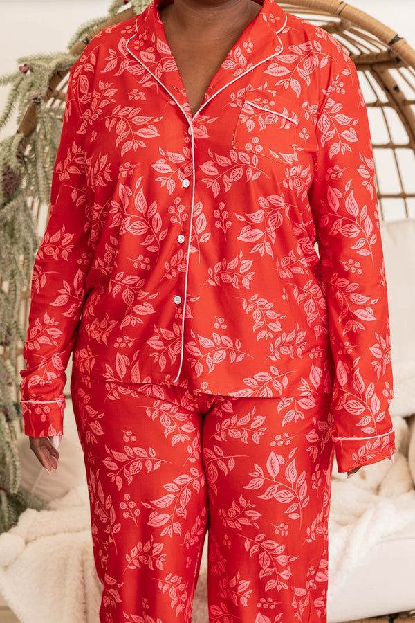 Chic Soul plus size clothing, red button down Christmas pajama top