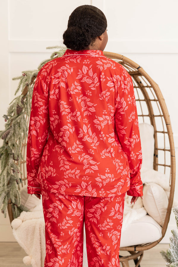 Chic Soul plus size clothing, red button down Christmas pajama top