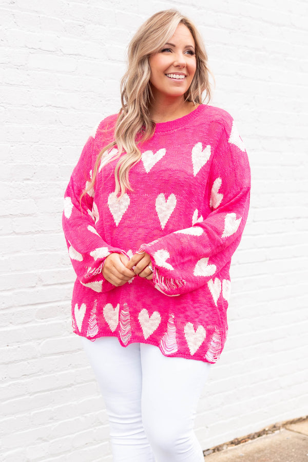 Women's Fuchsia Fine Pullover with Gathering and Opening | THE-ARE