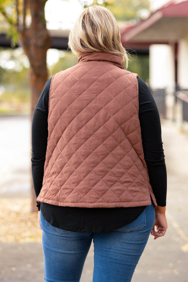 Chic Soul plus size clothing, gingerbread solid zip up vest