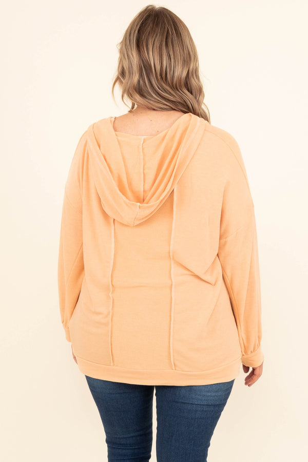Chic Soul plus size clothing, manila coral long sleeves top with multicolor detailing on the front