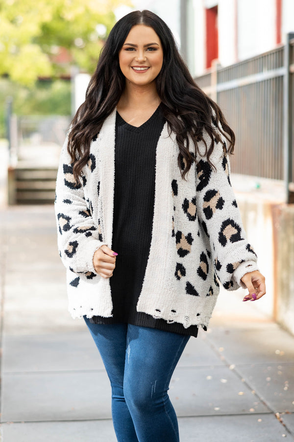 Plus size on sale cheetah print cardigan