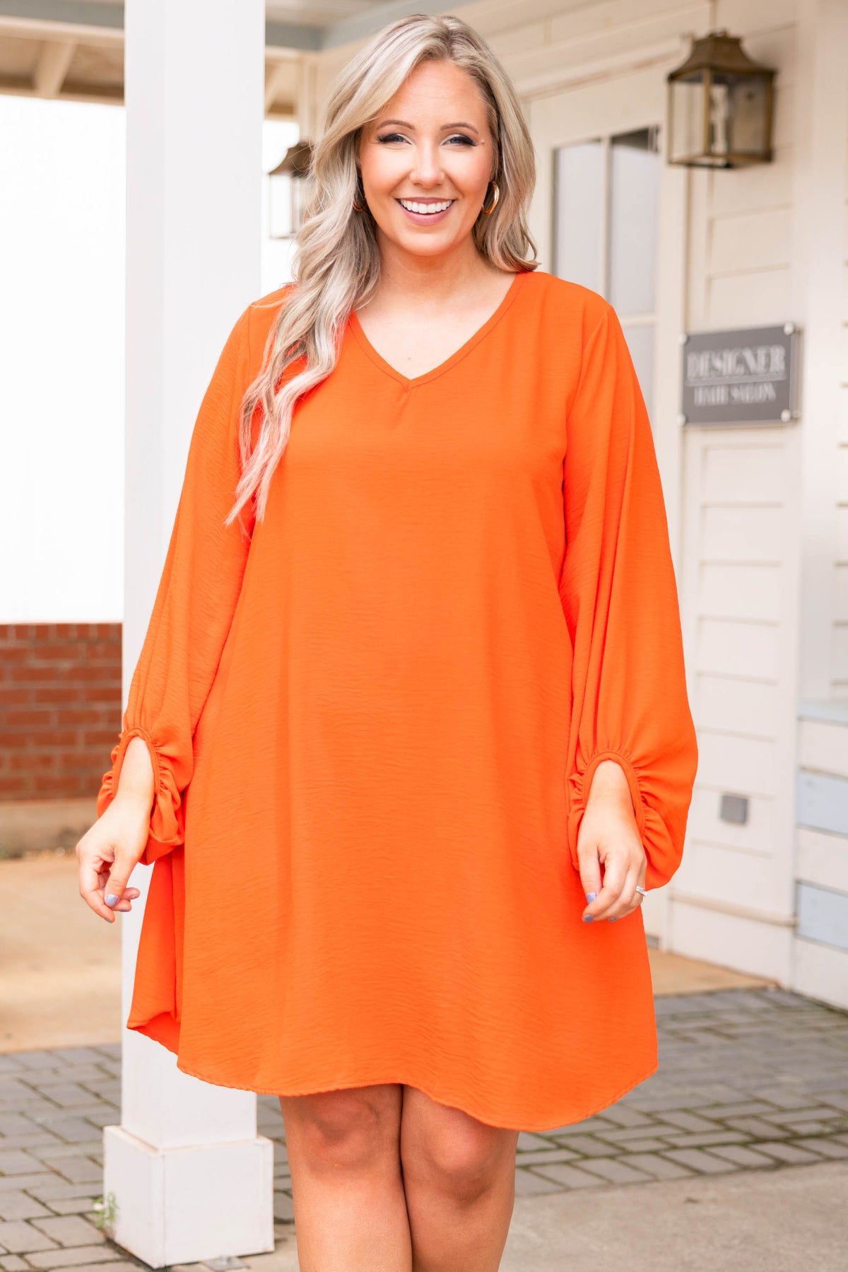 open lace back dress Women's in Her Spare Time Dress, Orange