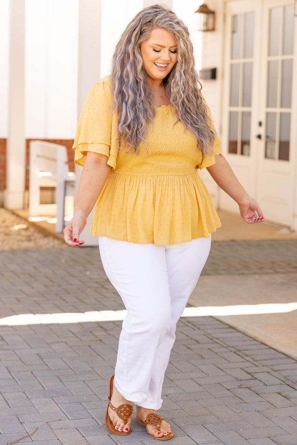 Yellow off the discount shoulder top plus size