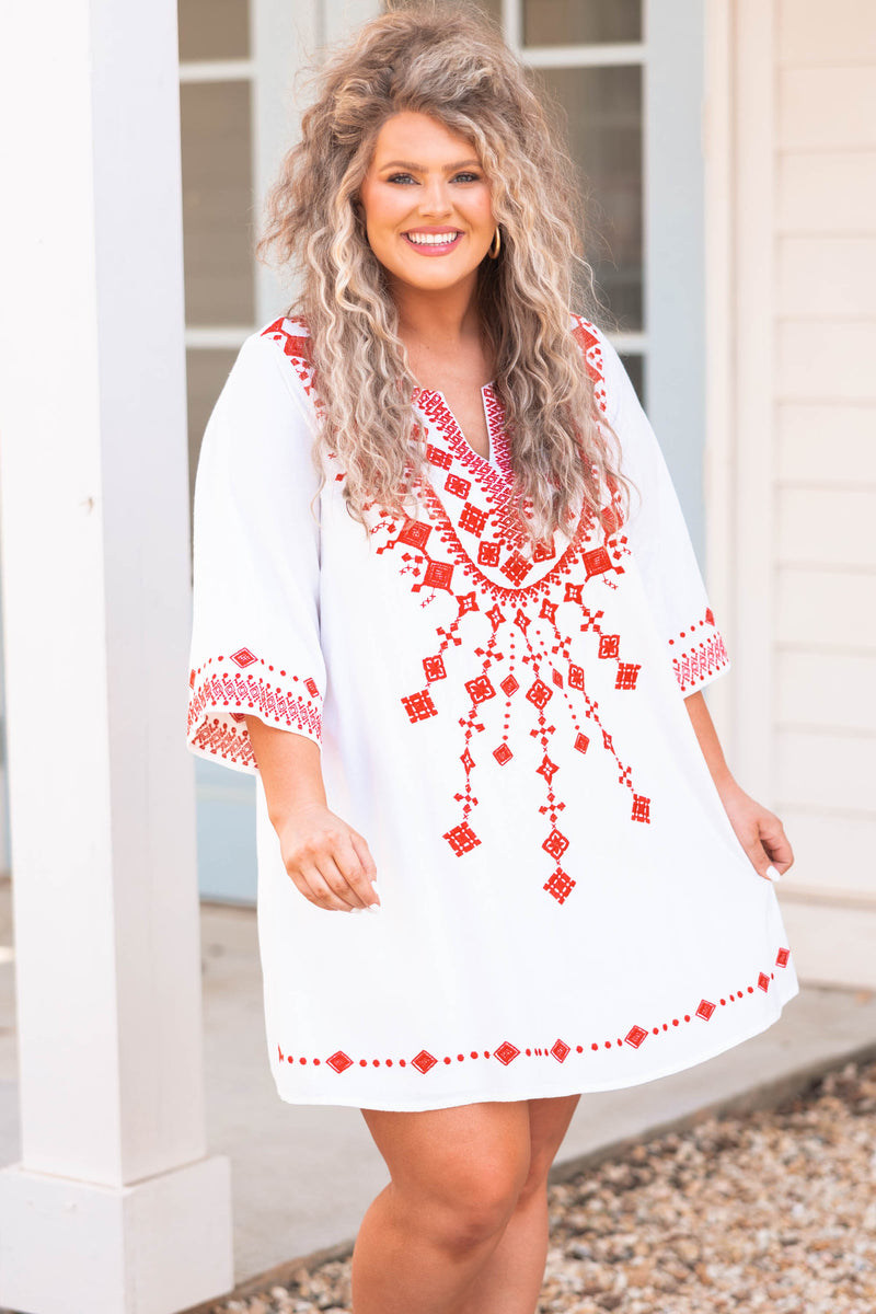 White embroidered dress plus clearance size