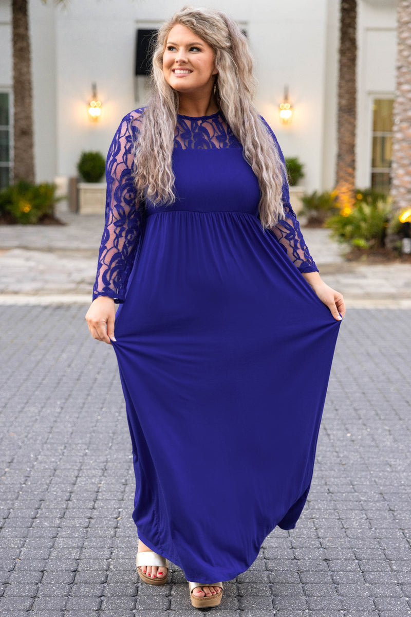Royal blue lace maxi dress Clearance