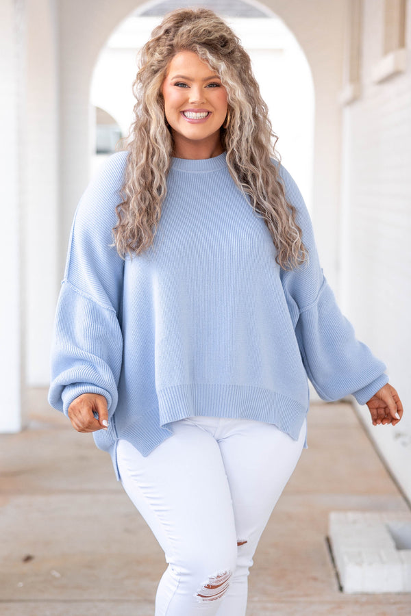 baby blue sweater outfit