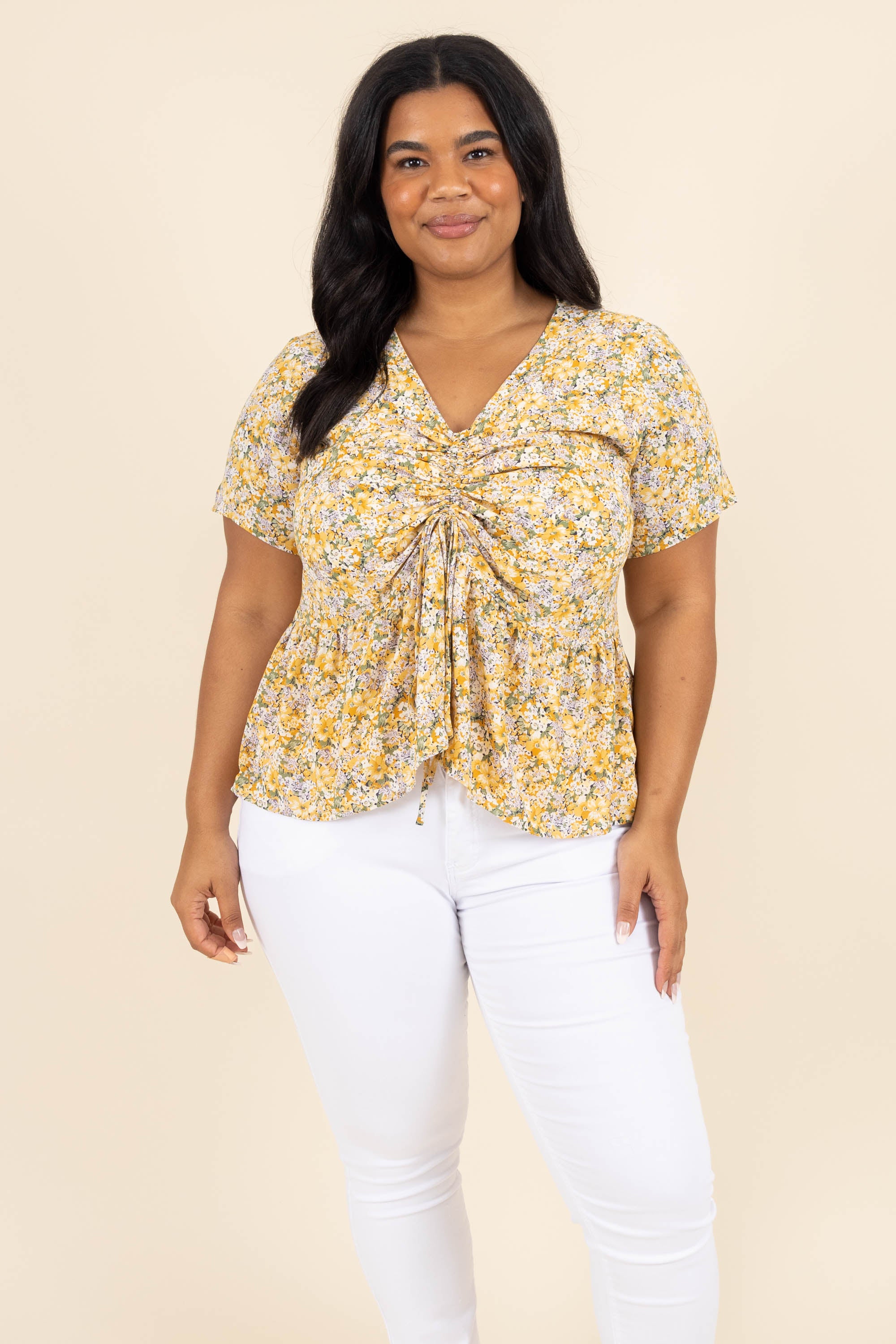 plus size yellow floral top