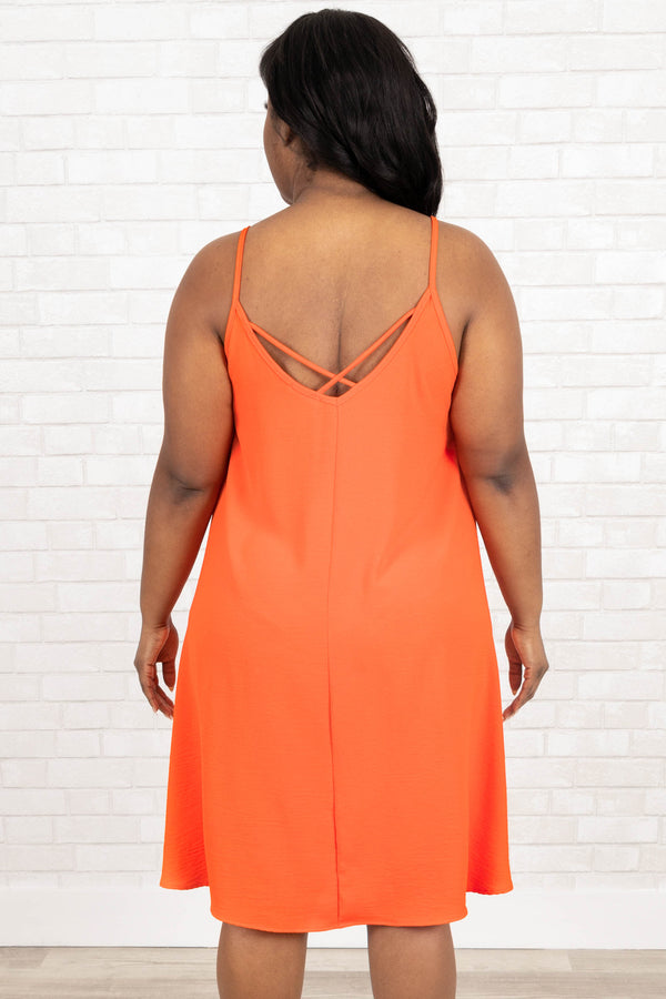 Chic Soul plus size clothing, coral colored flowy casual dress