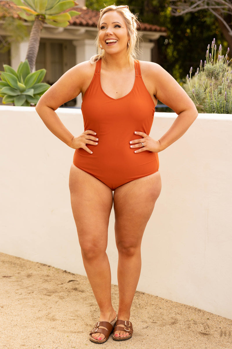 Meet You At The Lake Swimsuit Burnt Orange Chic Soul