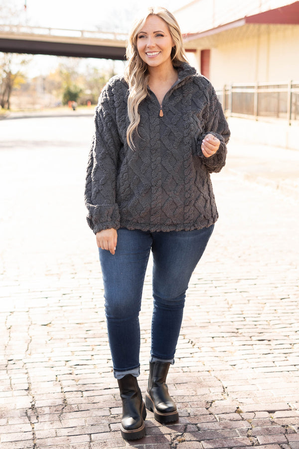 Grey 2024 fuzzy pullover