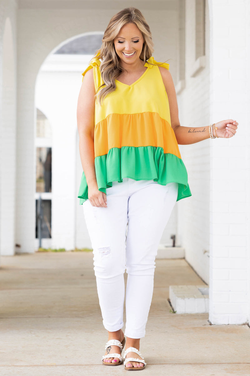 More Celebrations Top, Yellow/Tangerine/Lime – Chic Soul