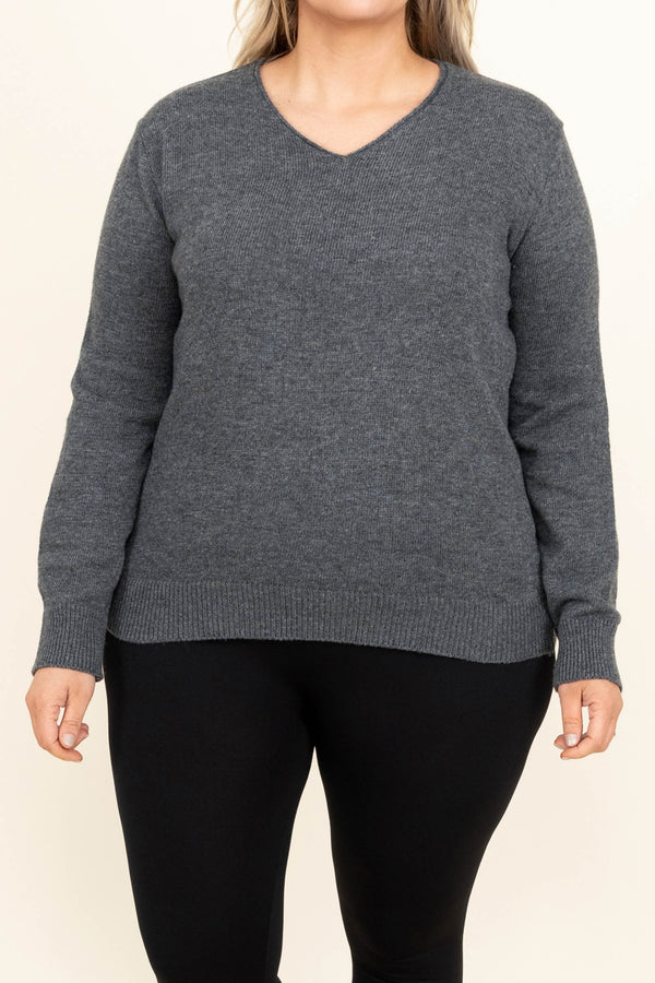 Chic Soul plus size clothing, v neck long sleeve sweater