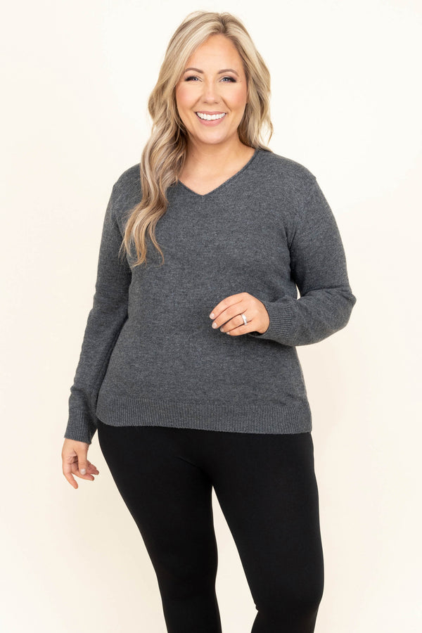 Chic Soul plus size clothing, v neck long sleeve sweater