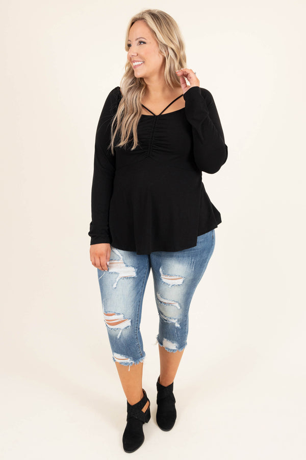 Chic Soul plus size clothing, medium wash distressed capri jeans
