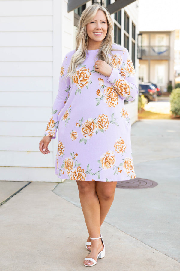 casual lavender dress Women's The Felicity Lavender Cotton Midi Dress | Size: L