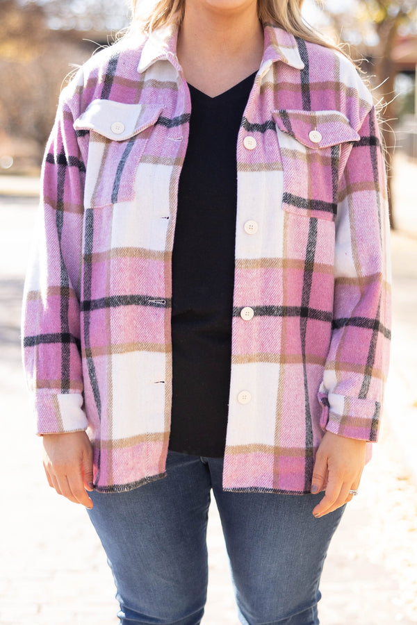 Chic Soul plus size clothing, pink shacket