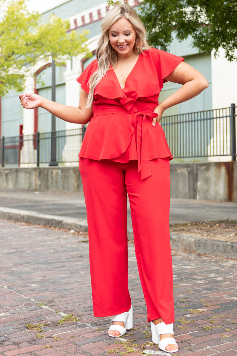 Red Zip Front Short Sleeve Belted Utility Jumpsuit – Shop Style Your Senses