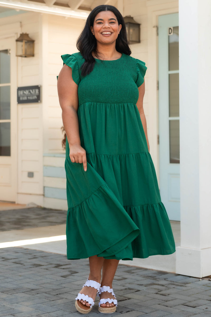 green emerald velvet dress Forest Green Warm Cotton Corduroy Gathered Maxi Tier Dress 32