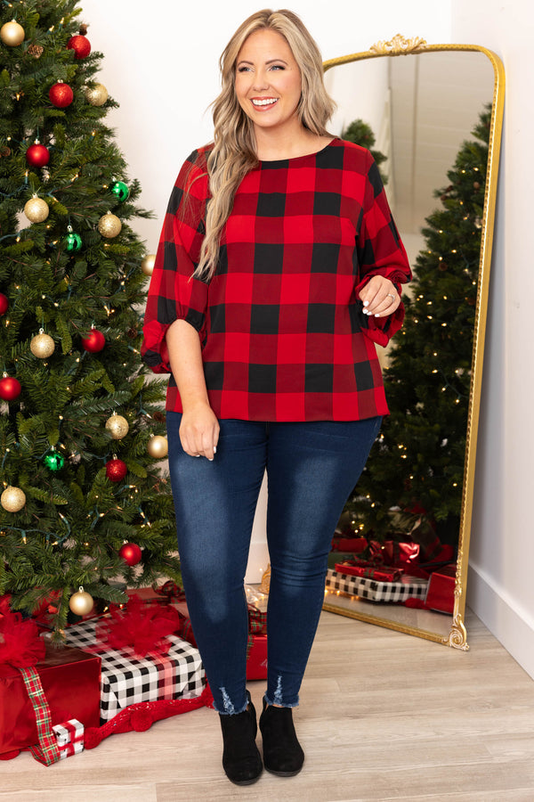 Patience My Love Blouse, Red