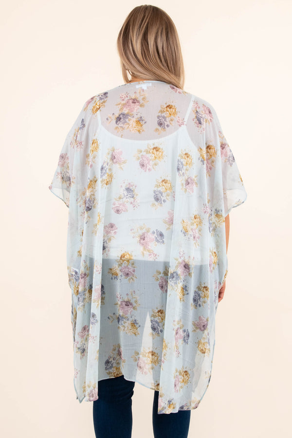 Chic Soul plus size clothing, mint green floral short sleeve kimono
