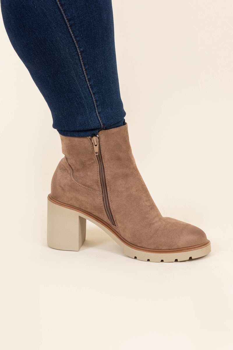 Taupe heeled cheap booties