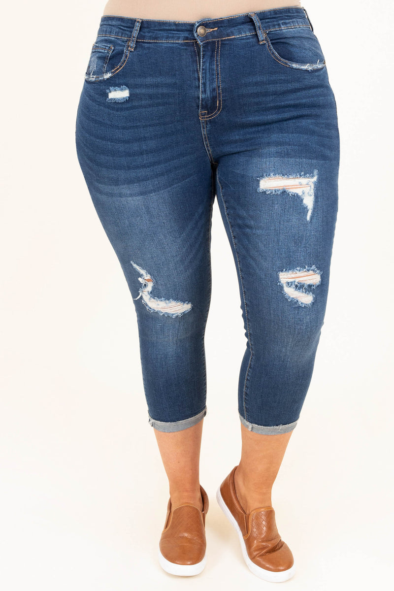 Put It To The Test Capris, Dark Wash – Chic Soul