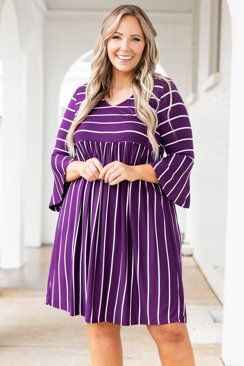Ready For Work Dress, Plum-Ivory – Chic Soul