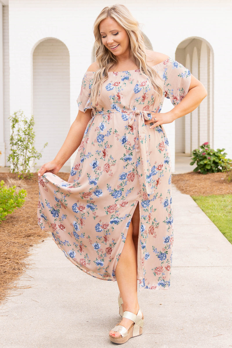 dusty pink colour dress Fashion Dusty Pink 2 piece Slit Prom Dress with Pockets