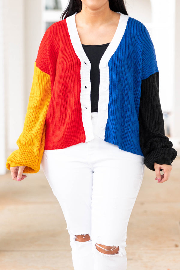 Chic Soul plus size clothing, color block multicolor cardigan