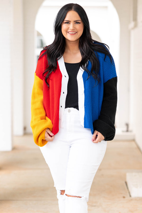 Chic Soul plus size clothing, color block multicolor cardigan
