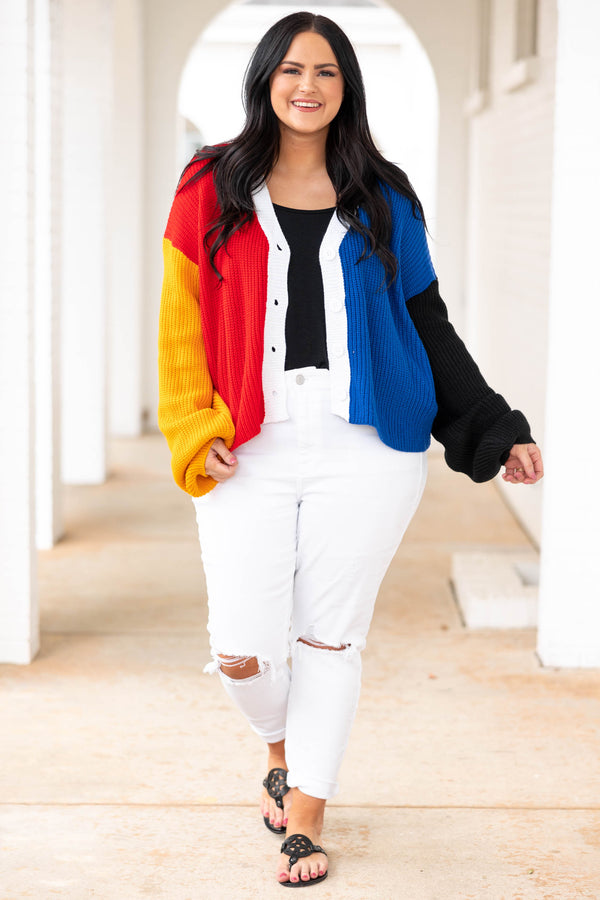 Chic Soul plus size clothing, color block multicolor cardigan