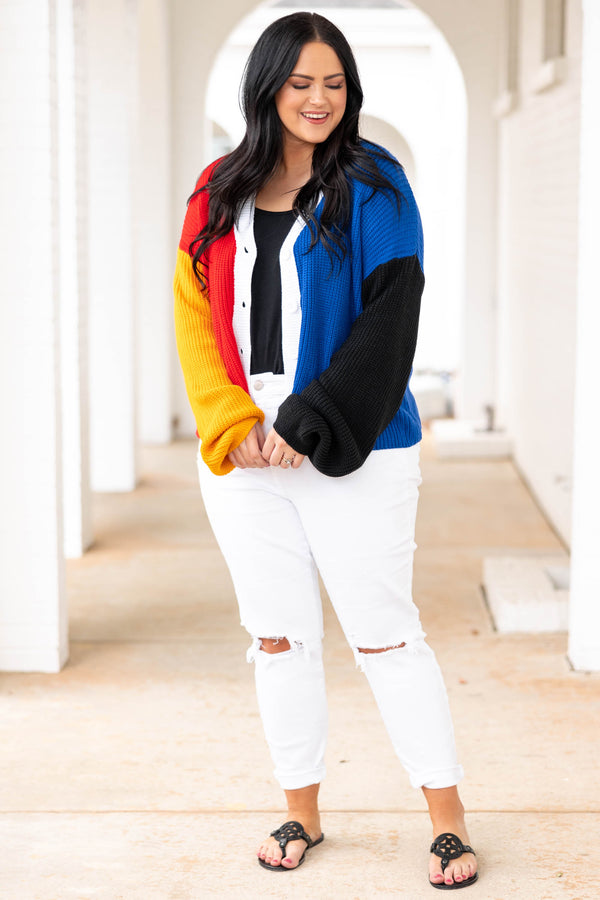 Chic Soul plus size clothing, color block multicolor cardigan