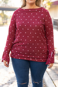 On The Dot Of Midnight Top, Burgundy – Chic Soul
