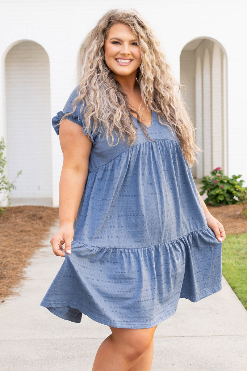 Final Sale Plus Size Off The Shoulder Denim Dress with Front Zipper – Chic  And Curvy
