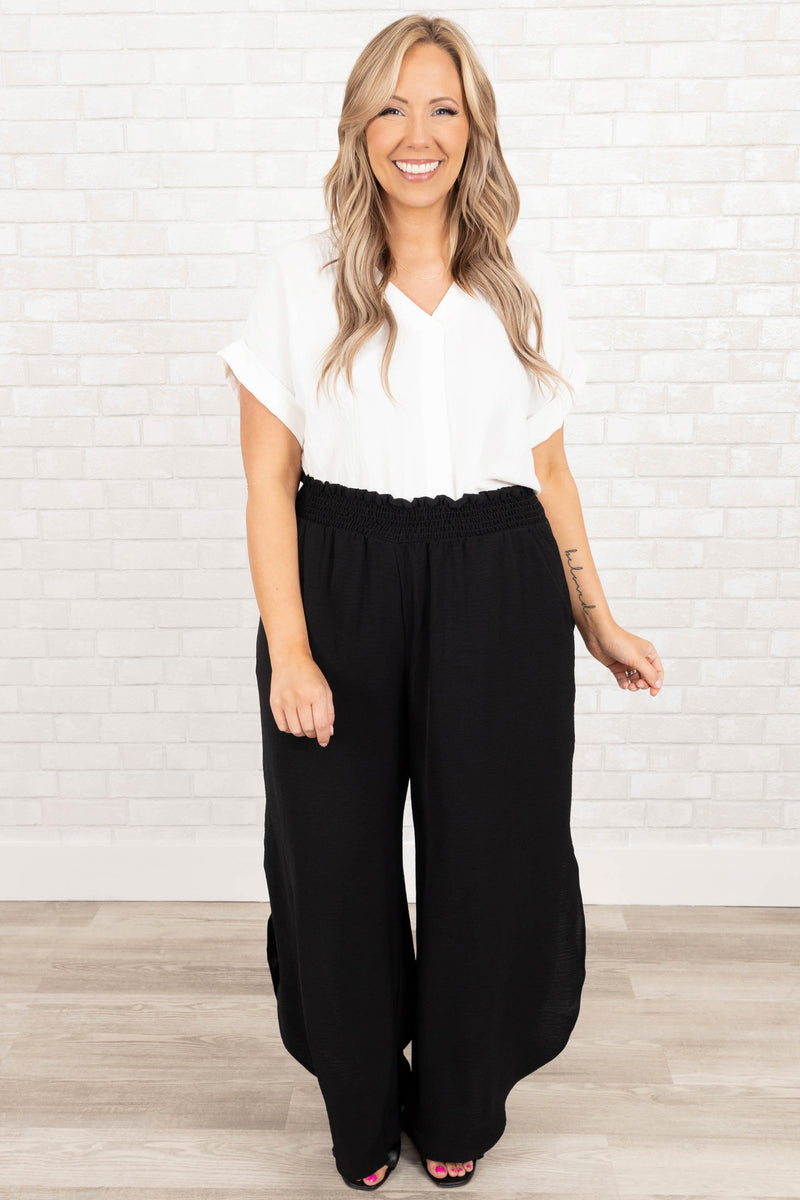 SHEIN Frenchy Solid Wide Leg Tie Front Pants | SHEIN