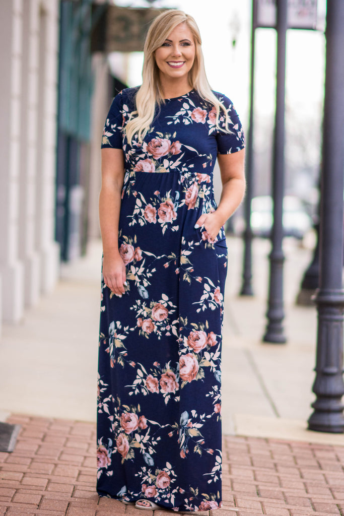 The Sunny Side Maxi Dress, Navy – Chic Soul
